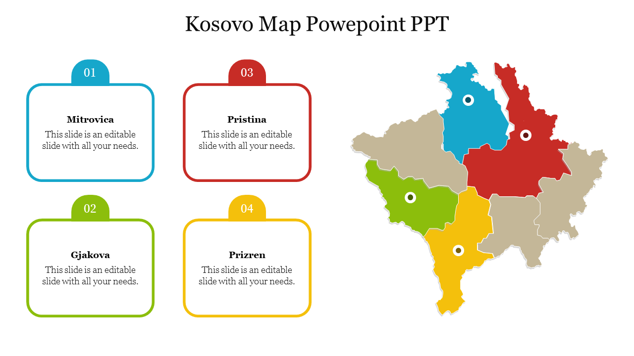 Kosovo Map Powepoint PPT